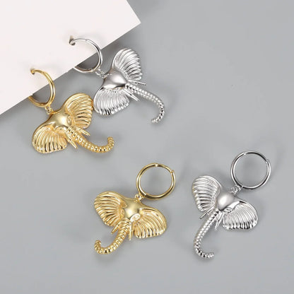Elephant Charm Hoop Earrings
