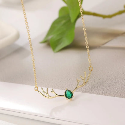 Deer Antler Necklace with Delicate Heart Charm