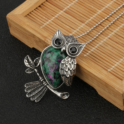 Crystal Owl Wisdom Pendant Necklace