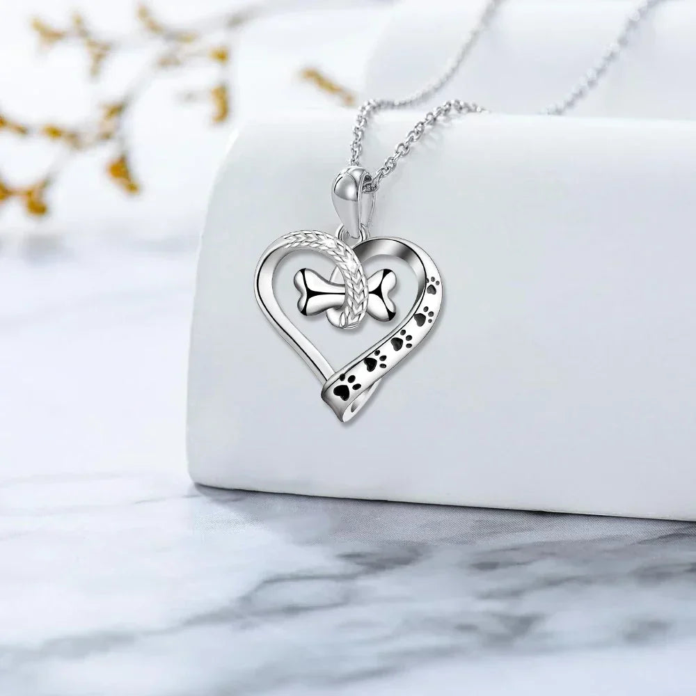 2-Piece Jewelry Set with Paw, Heart & Bone Charms