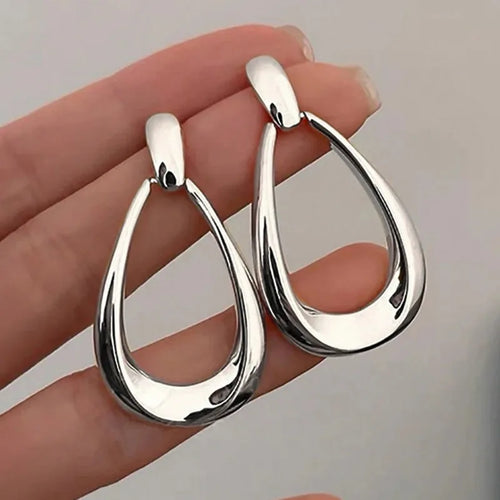 Dangle Hoop Silver Earrings