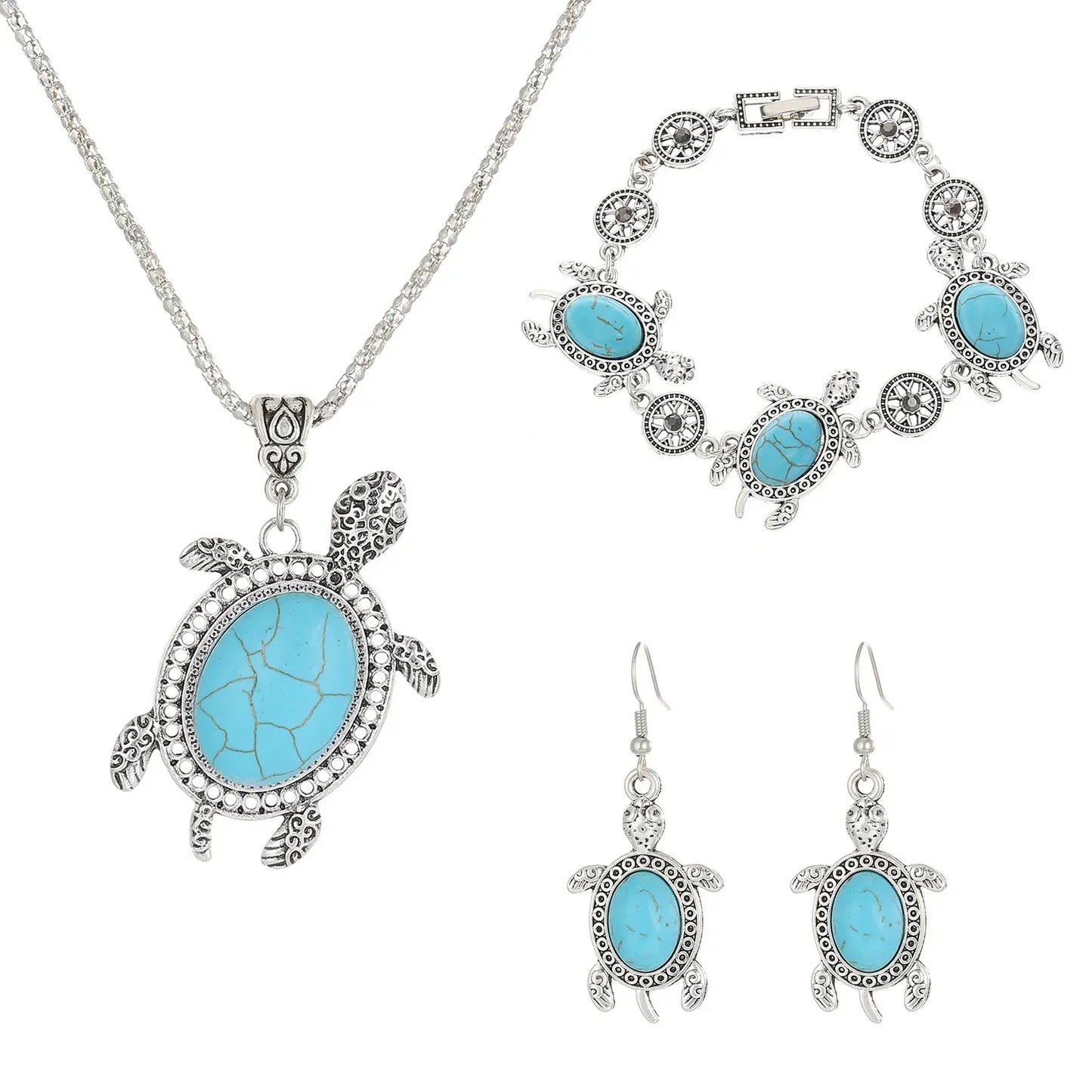 Turquoise Tortoise Jewelry Set