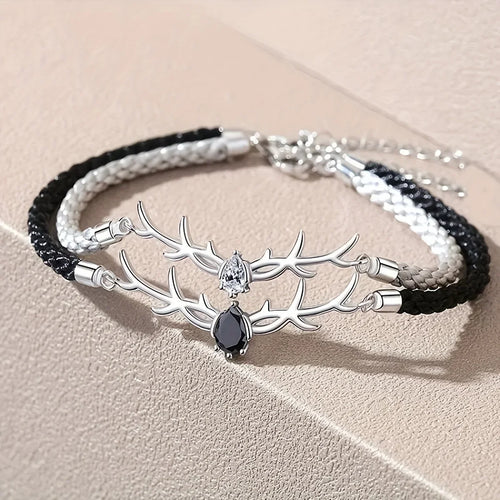 Deer Horn Heart Bracelet with Zircon