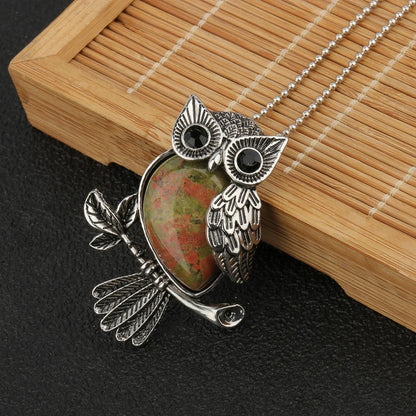 Crystal Owl Wisdom Pendant Necklace
