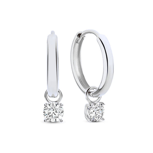 Larmes de Lune Stone Hoop Earrings | White Gold 14k