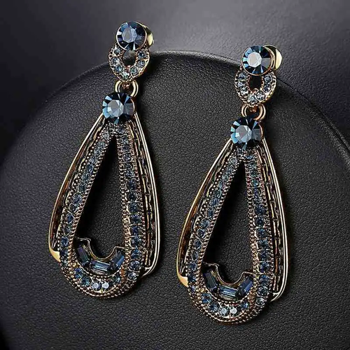 Dark Blue Zirconia Earrings