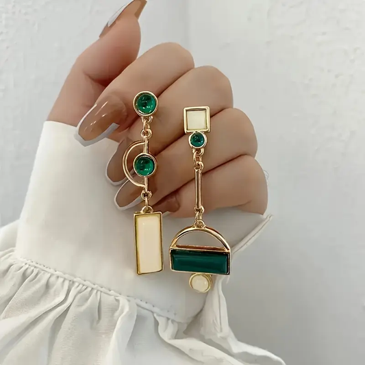 Green Gold Crystal Earrings