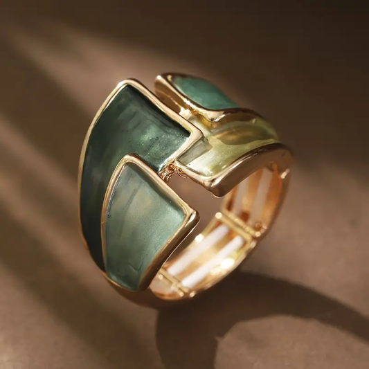 Green Enamel Gold Ring