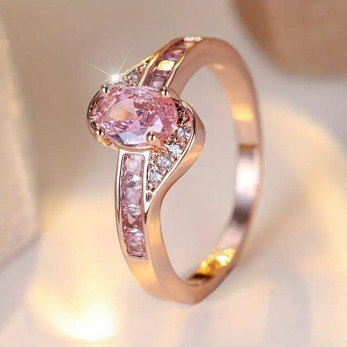 Pink Crystal Gold Ring