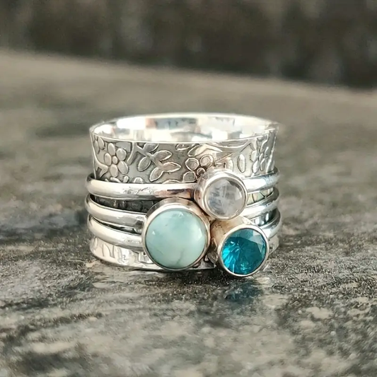 Vintage Stones Silvered Ring