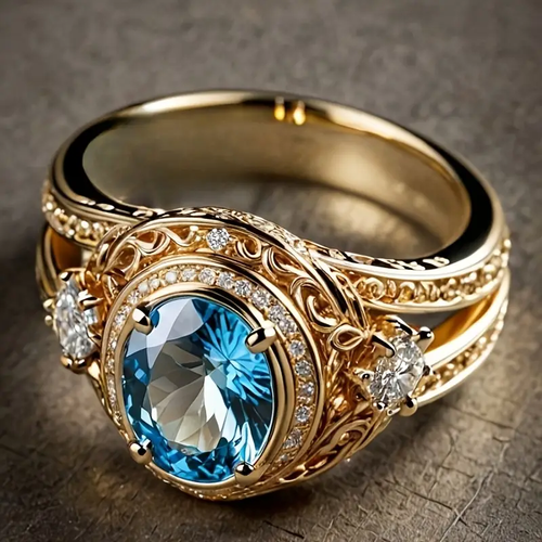 Blue Sparkling Gold Ring