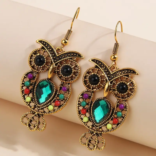 Vintage Owl Colorful Earrings