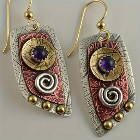 Vintage Brown & Silver Earrings