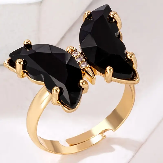 Vintage Black Butterfly Ring
