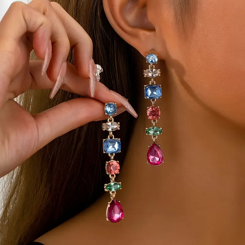 Colorful Crystal Dangling Earrings