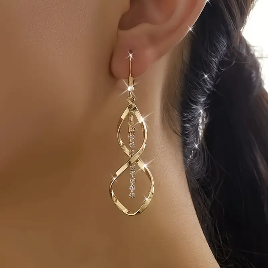 Dangling Spiral Gold Earrings