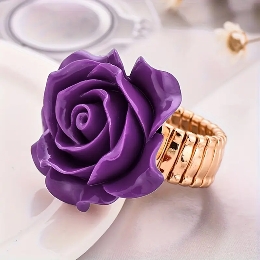 Violet Blossom Gold Ring