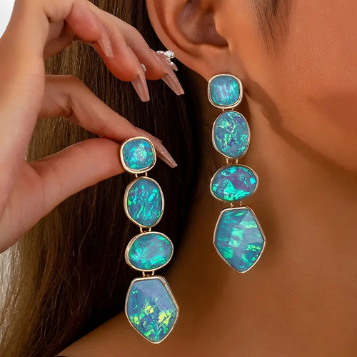 Dangling Blue Opal Earrings