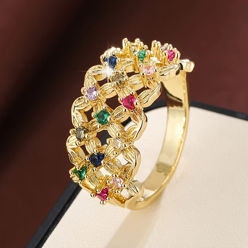 Colorful Mesh Flower Ring