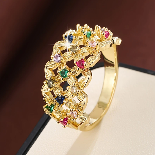 Colorful Mesh Flower Ring