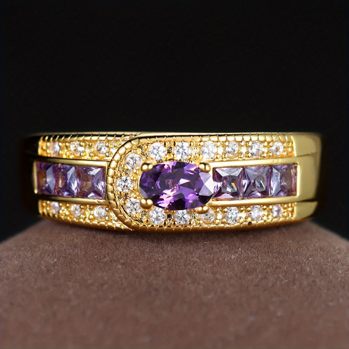 Vintage Purple Zirconia Gold Ring