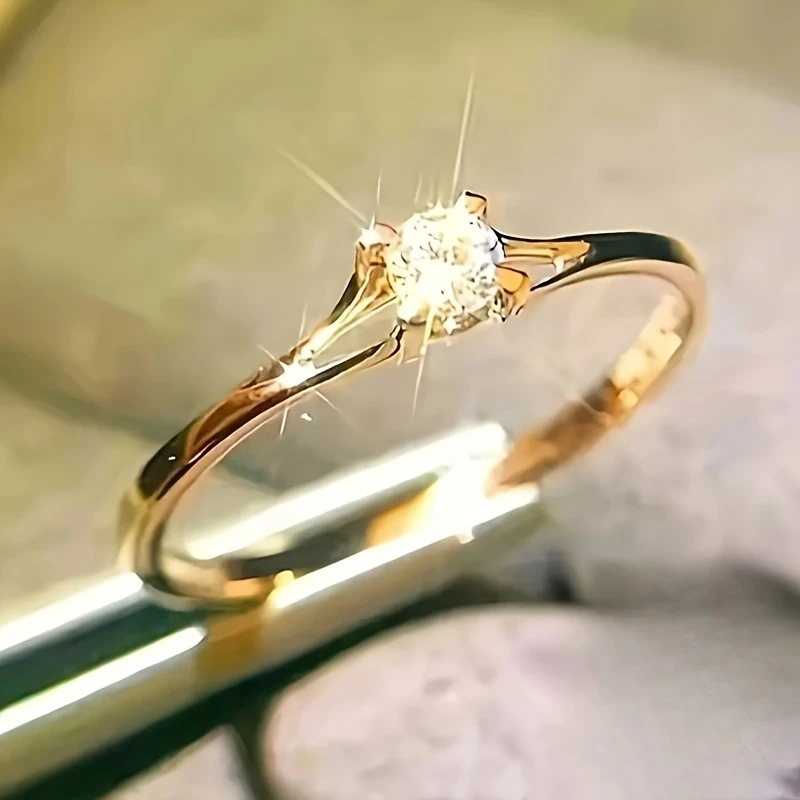 Zirconia Spark Gold Ring