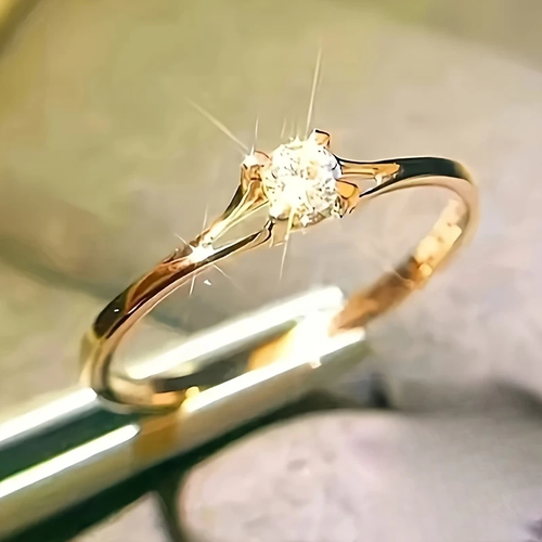 Zirconia Spark Gold Ring