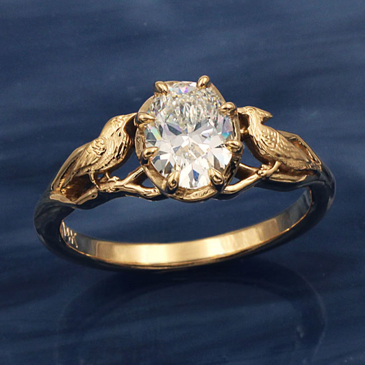White Exotic Crystal Gold Ring