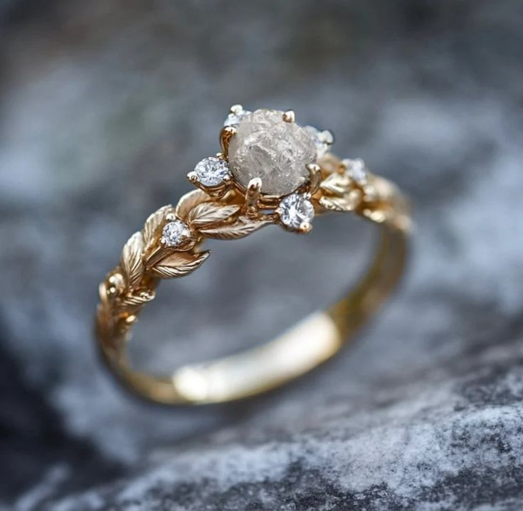 White Exotic Stone Gold Ring