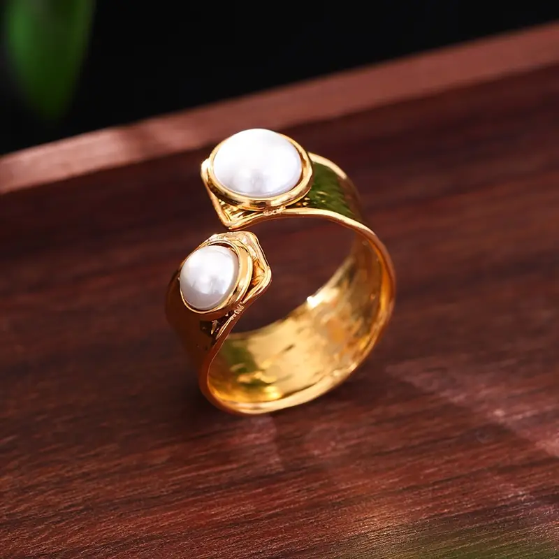 Pearl Golden Spiral Ring