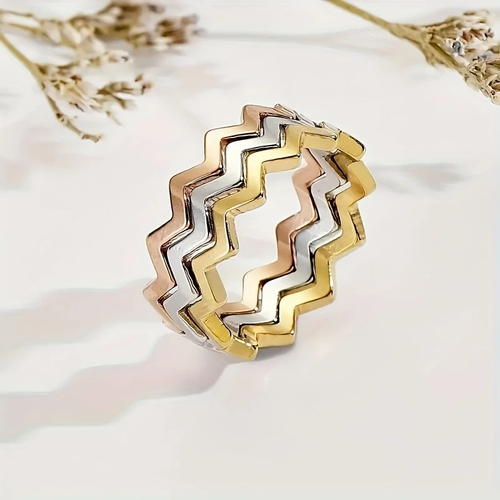 Wavy Triple Color Ring