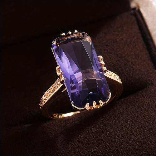 Violet Glass Gold Ring