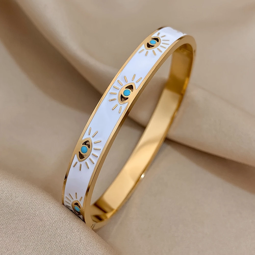White Enamel Nazar Bracelet