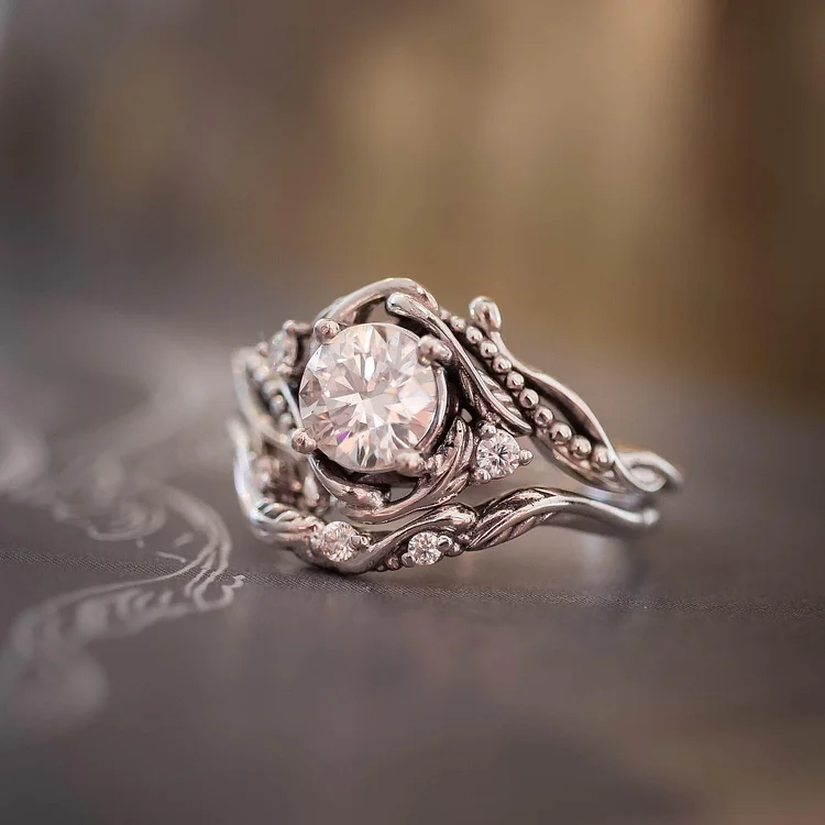 White Glass Silver Layer Ring