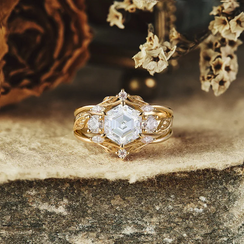 White Glass Golden Layer Ring