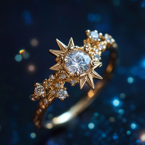 White Crystal Starlight Gold Ring