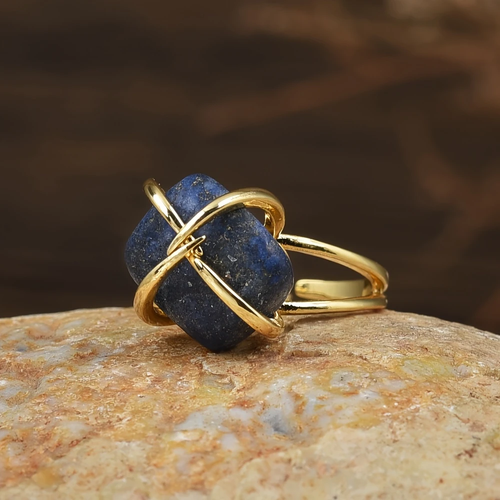 Blue Stone Locked Gold Ring