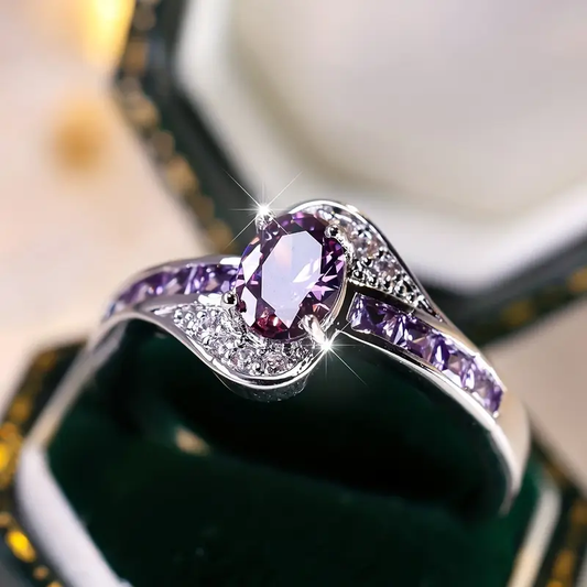 Violet Orbit Silver Ring