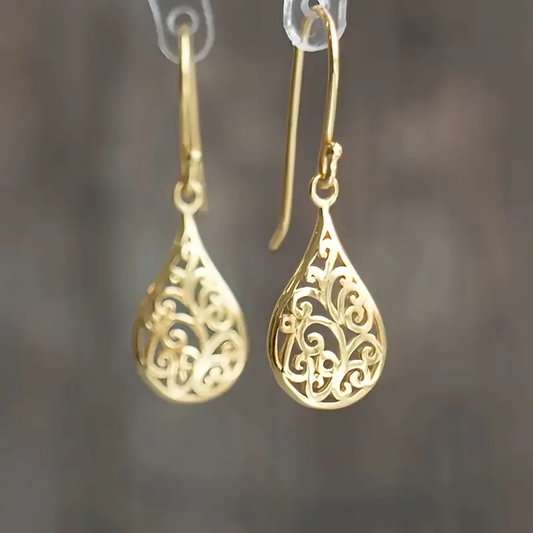 Mandala Drop Golden Earrings