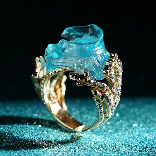 Blue Ocean Glass Ring