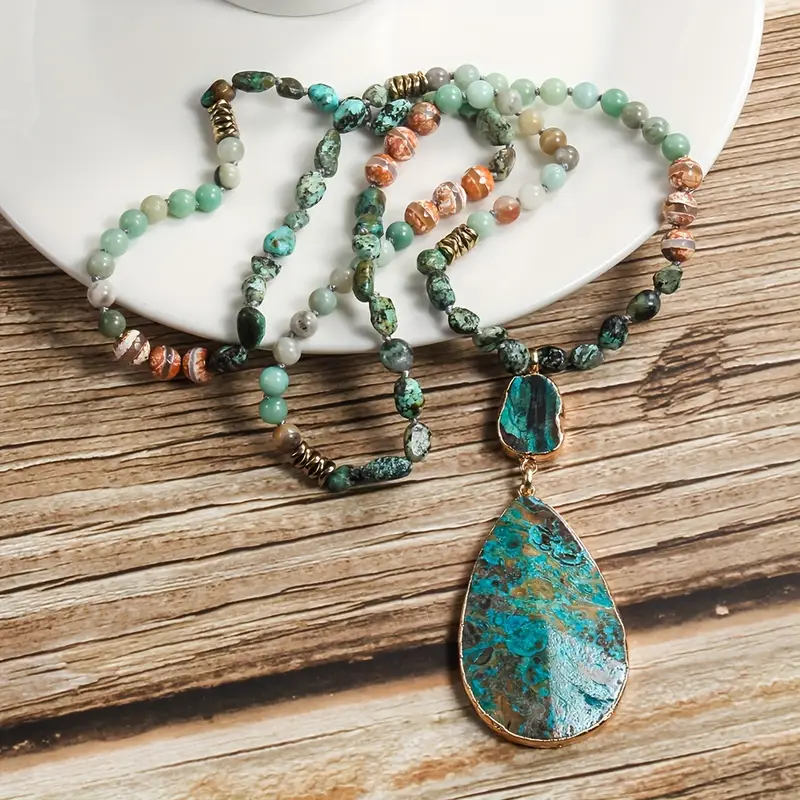 Blue Stone Drop Necklace