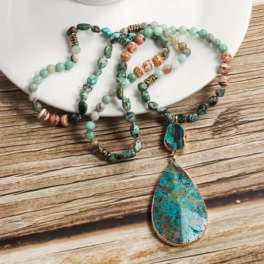 Blue Stone Drop Necklace
