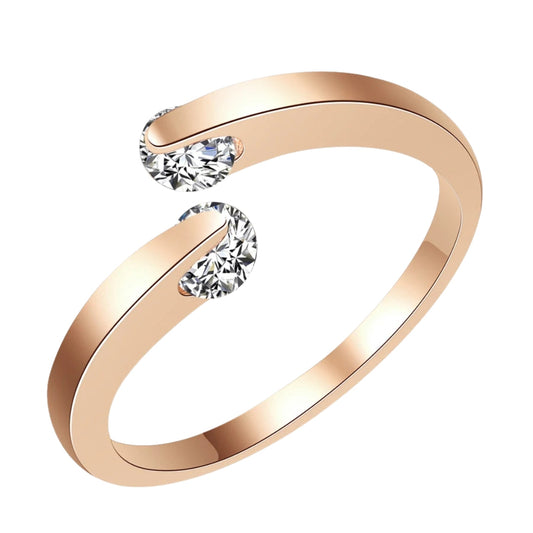 Adjustable Elegant Gold Crystal Ring