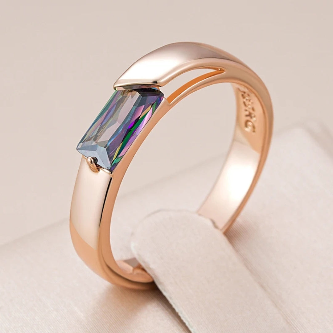 Elegant Colorful Inlaid Crystal Ring