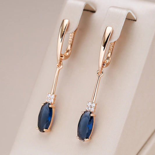 Elegant Blue Dangling Crystal Earrings