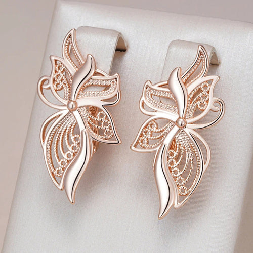 Elegant Gold Hollow Flower Earrings