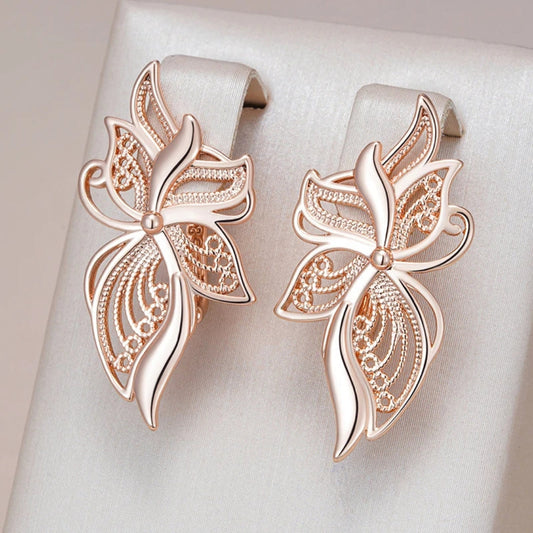 Elegant Gold Hollow Flower Earrings