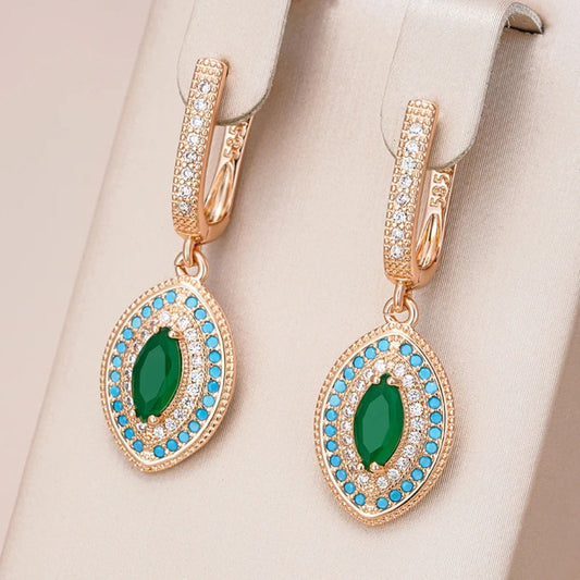 Elegant Blue & Green Mandala Earrings