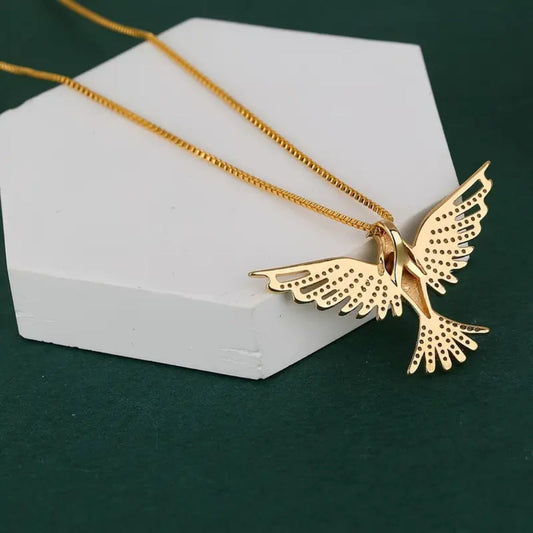 Hollow Golden Bird Necklace