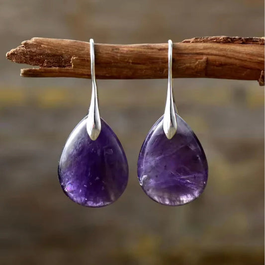 Violet Drop Nature Stone Earrings